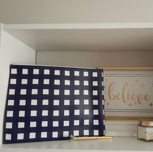Oversized Navy &White Checked clutch